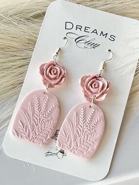 Pink Rose Dangle Earrings